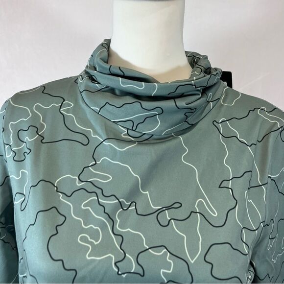 Under Armour sage green abstract print long sleeve mock neck top size small NWT - Picture 2 of 6